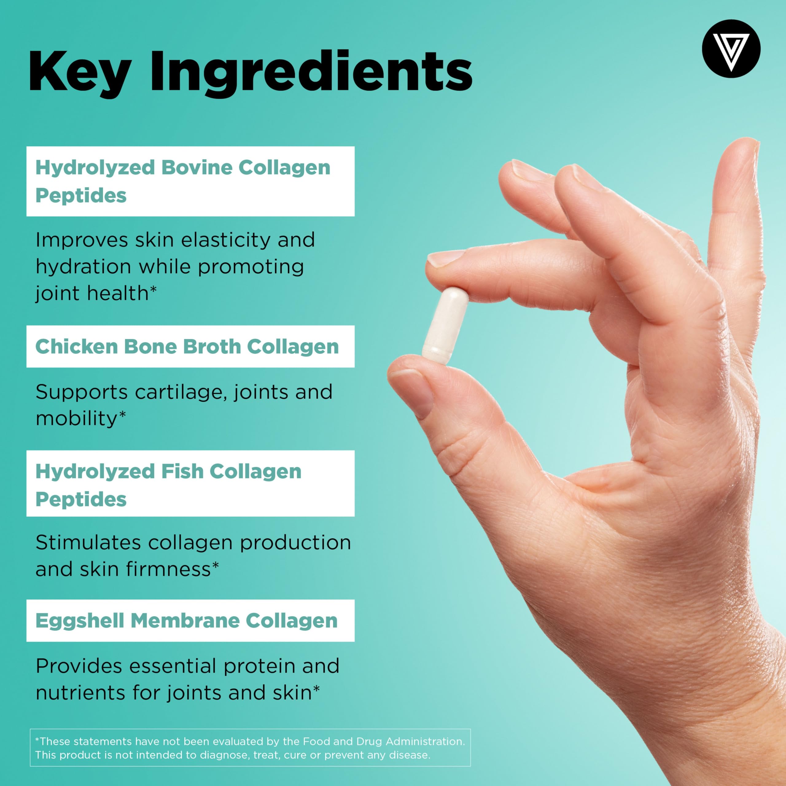 Vital Vitamins Multi Collagen Capsules - Type I, II, III, V, X - Grass-Fed, Collagen Peptides Supplements, Non-GMO - for Men & Women - 150 Count Vital Vitamins Au supplements