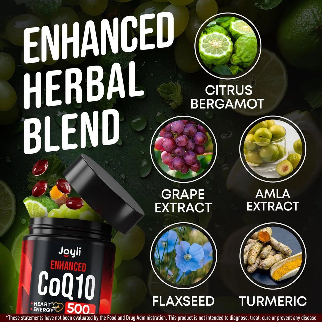 High Absorption CoQ10 500MG - Co Q 10 Supplement 120 Softgels for Heart Health&Energy Production - Enhanced CoQ10 Nutritional Supplements with Coenzyme Q10 JOYLI Nutrition uk supplements