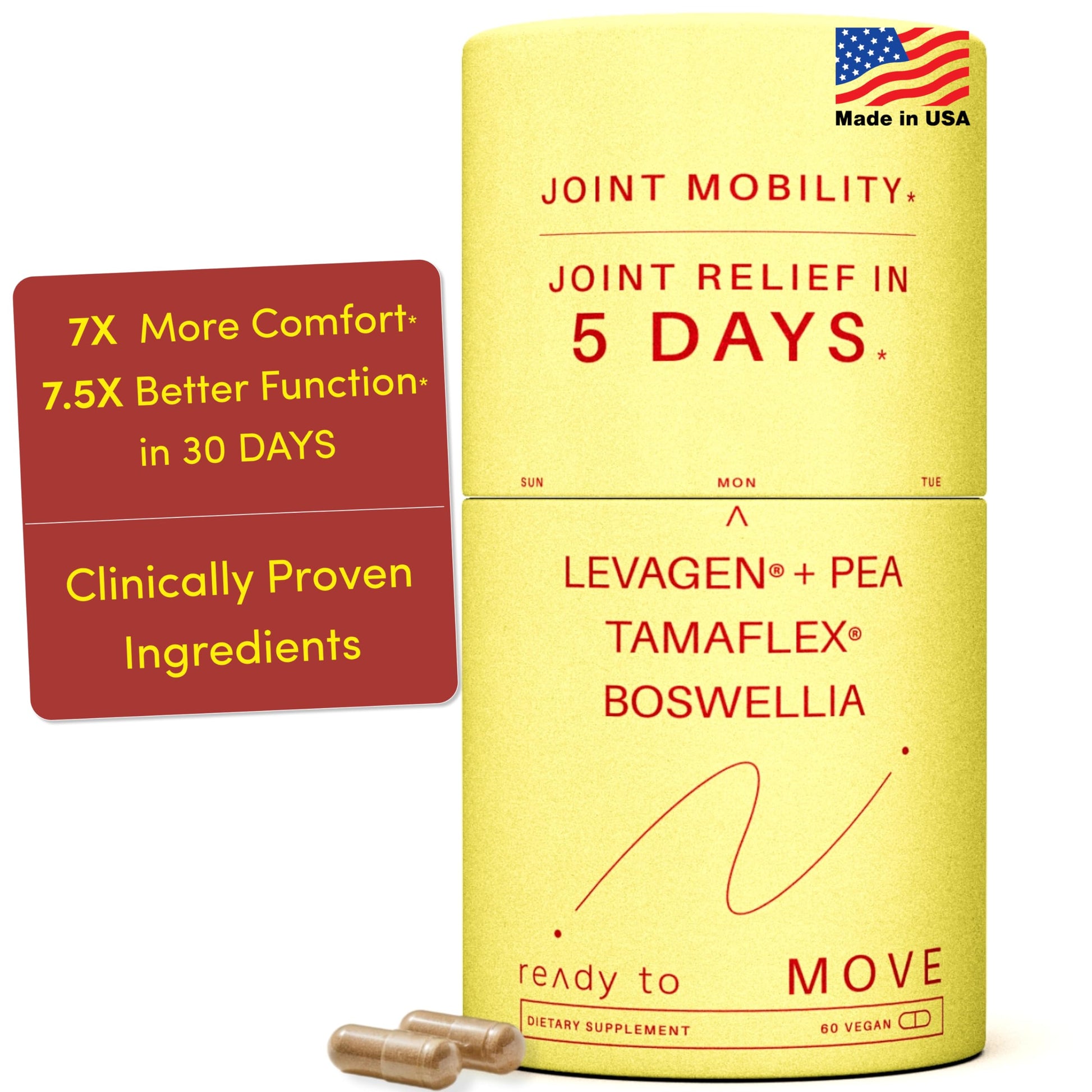 MOVE Fast Acting Joint Supplements | Tamaflex® Turmeric & Tamarind, Levagen®+ PEA Palmitoylethanolamide, Boswellia Serrata, Bioperine® Black Pepper Extract | Joint Support & Mobility | 60 Vegan Caps Ready To Au supplements