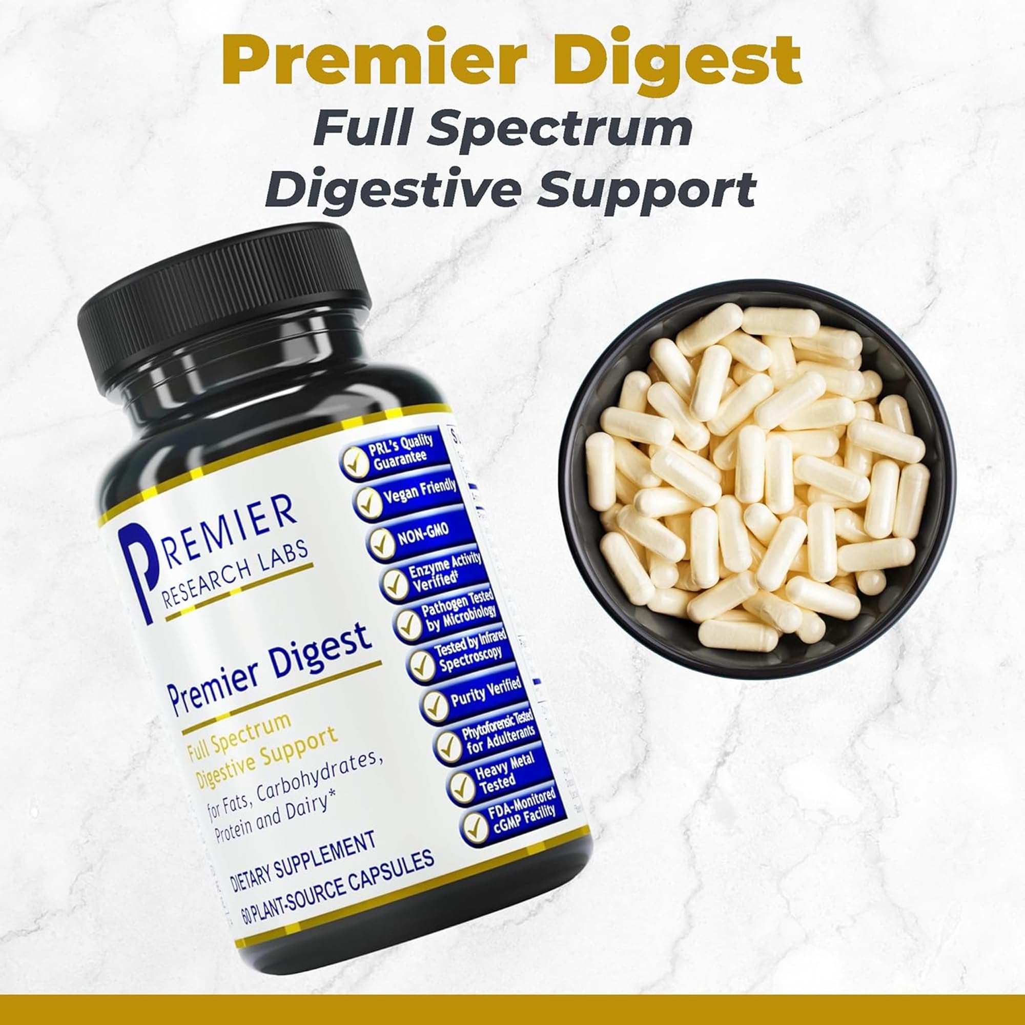 Premier Research Labs Active Digestive Enzymes with Probiotic and Prebiotics - Promotes Full-Spectrum Digestive Support - with Amylase, Protease & Lipase, 60 Plant-Sourced Capsules Premier Research Labs Au supplements