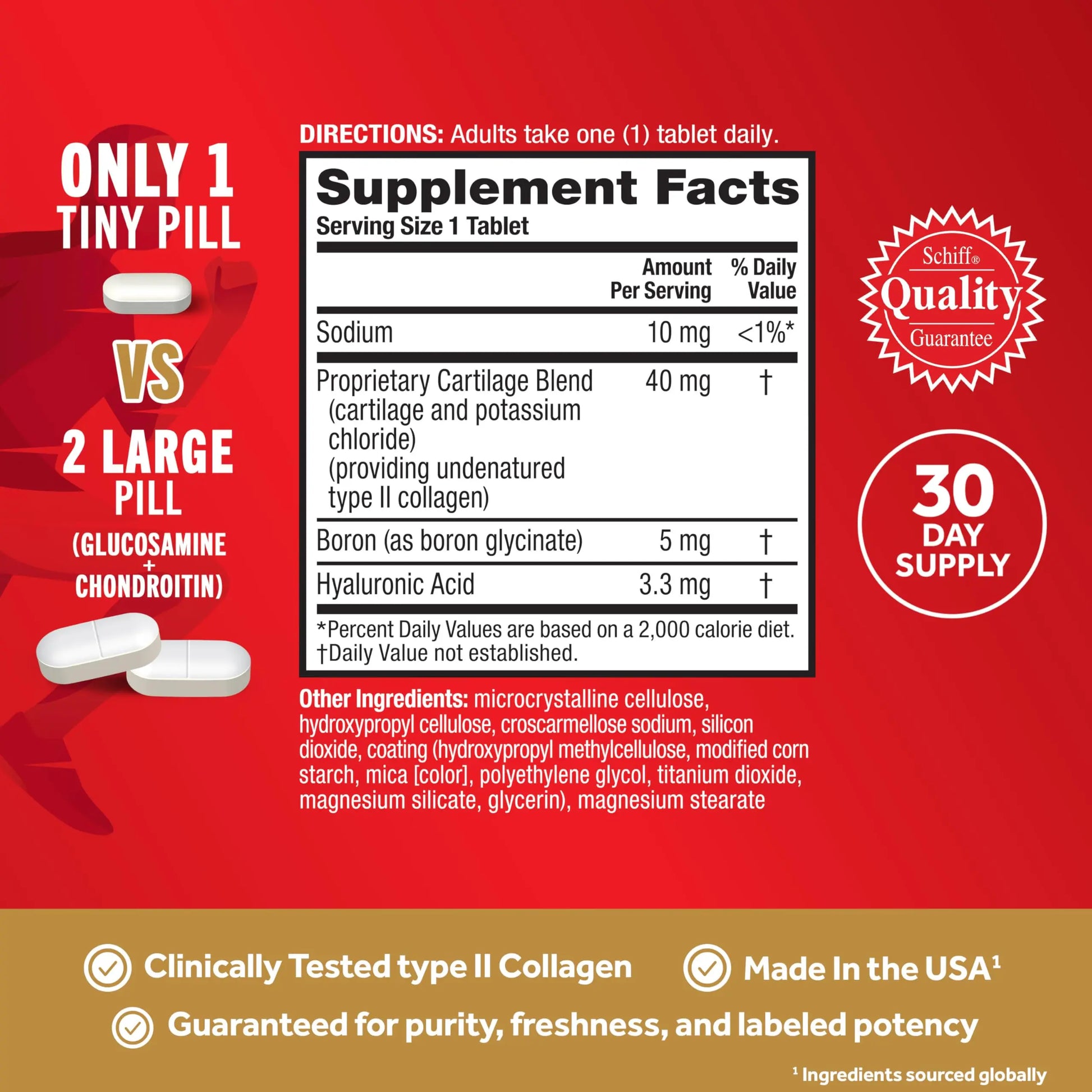 Move Free Ultra Triple Action Joint Support Supplement - Type II Collagen Boron & Hyaluronic Acid - Supports Joint Comfort, Cartiliage & Bones in 1 Tiny Pill Per Day, 30 Tablets (30 servings)* Move FreeAU supplements