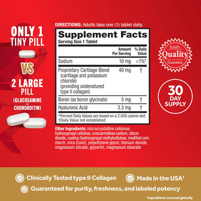 Move Free Ultra Triple Action Joint Support Supplement - Type II Collagen Boron & Hyaluronic Acid - Supports Joint Comfort, Cartiliage & Bones in 1 Tiny Pill Per Day, 30 Tablets (30 servings)* Move FreeAU supplements