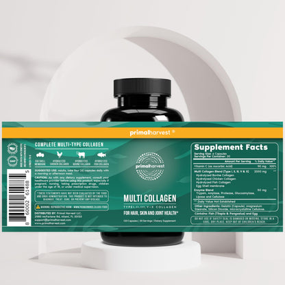 Primal Harvest Multi Collagen Pills for Women and Men (Type I, II, III, V, X) 120 Capsules w/Vitamin C for Hair, Skin, Nails Primal Harvest buy supplements Au