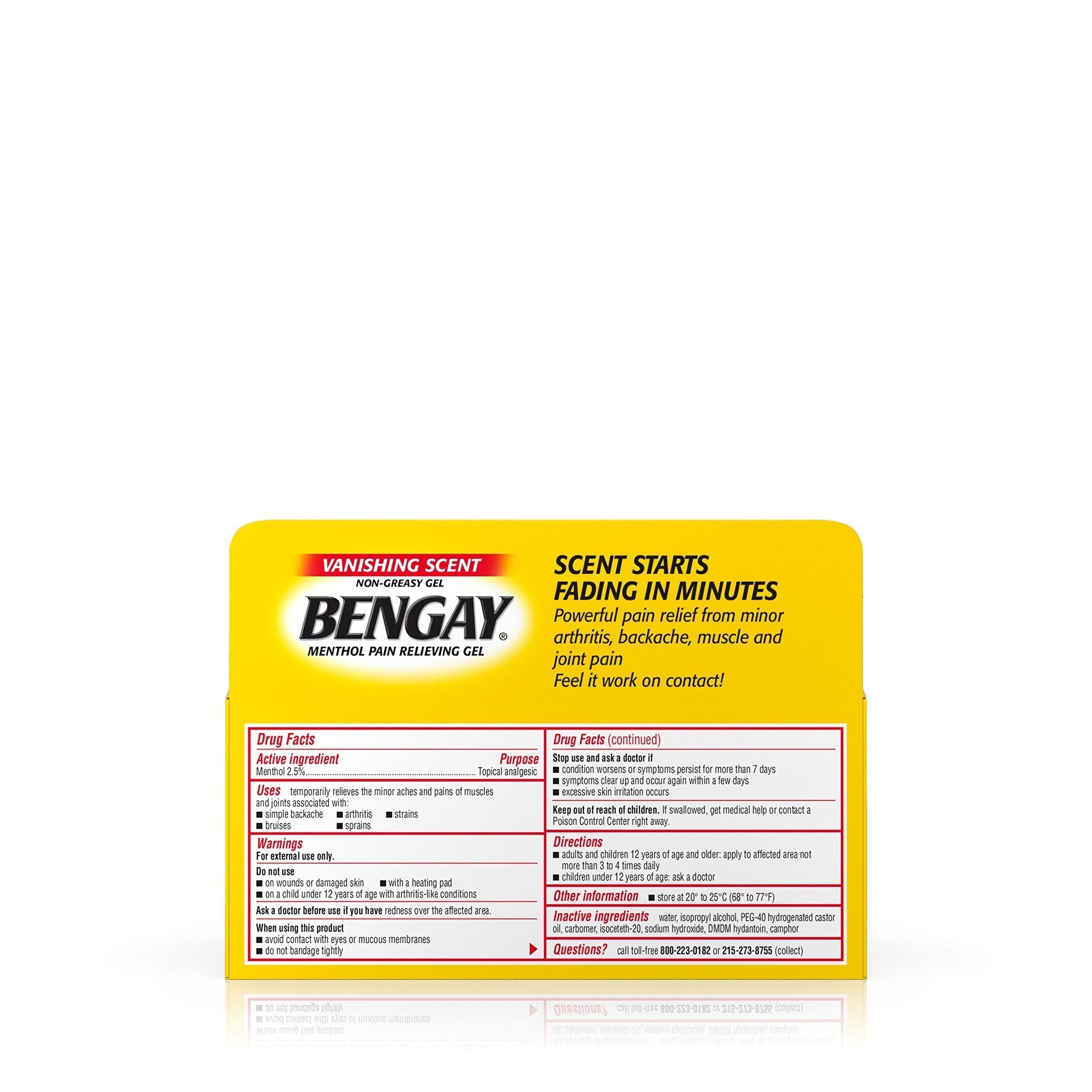 Vanishing Scent Bengay Relief Gel, Non-Greasy Topical Reliever with Cooling Menthol, 2 oz Bengay Au supplements