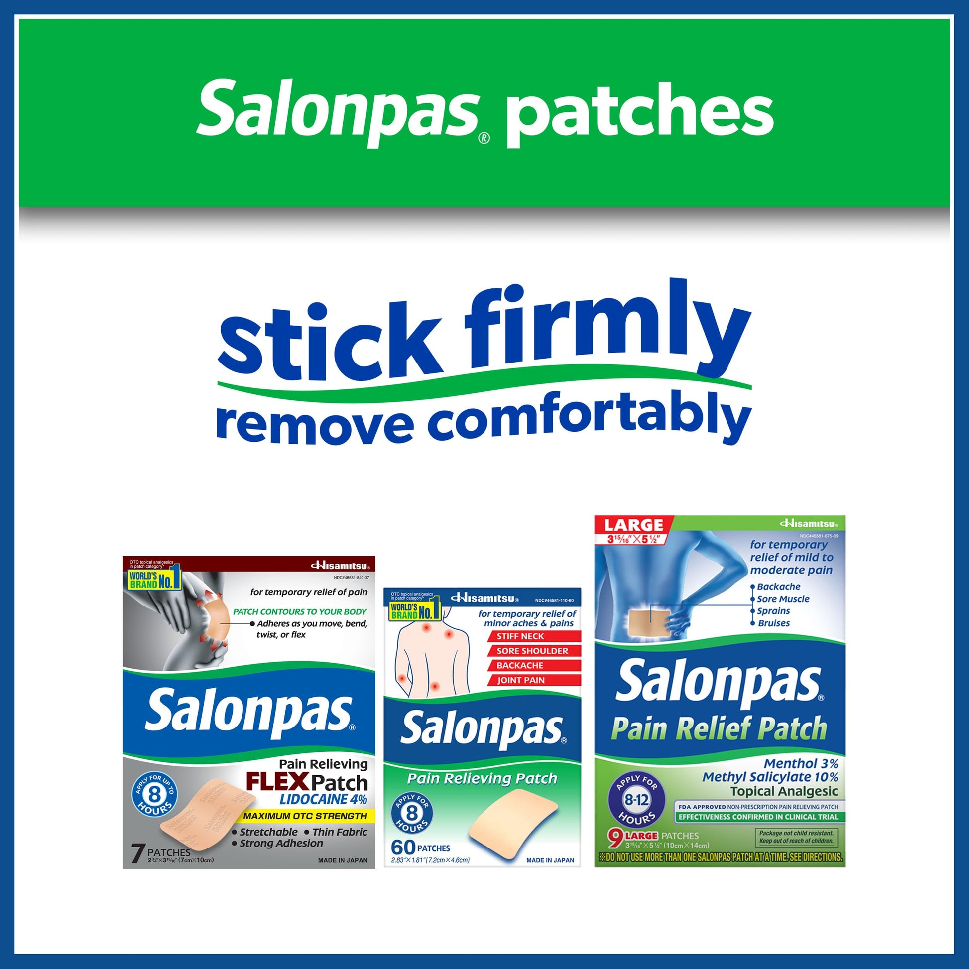 Salonpas Pain Relieving Patch, Large, 6 Count, for Back, Neck, Shoulder, Knee Pain and Muscle Soreness, 8 Hour Pain Relief Salonpas Au supplements