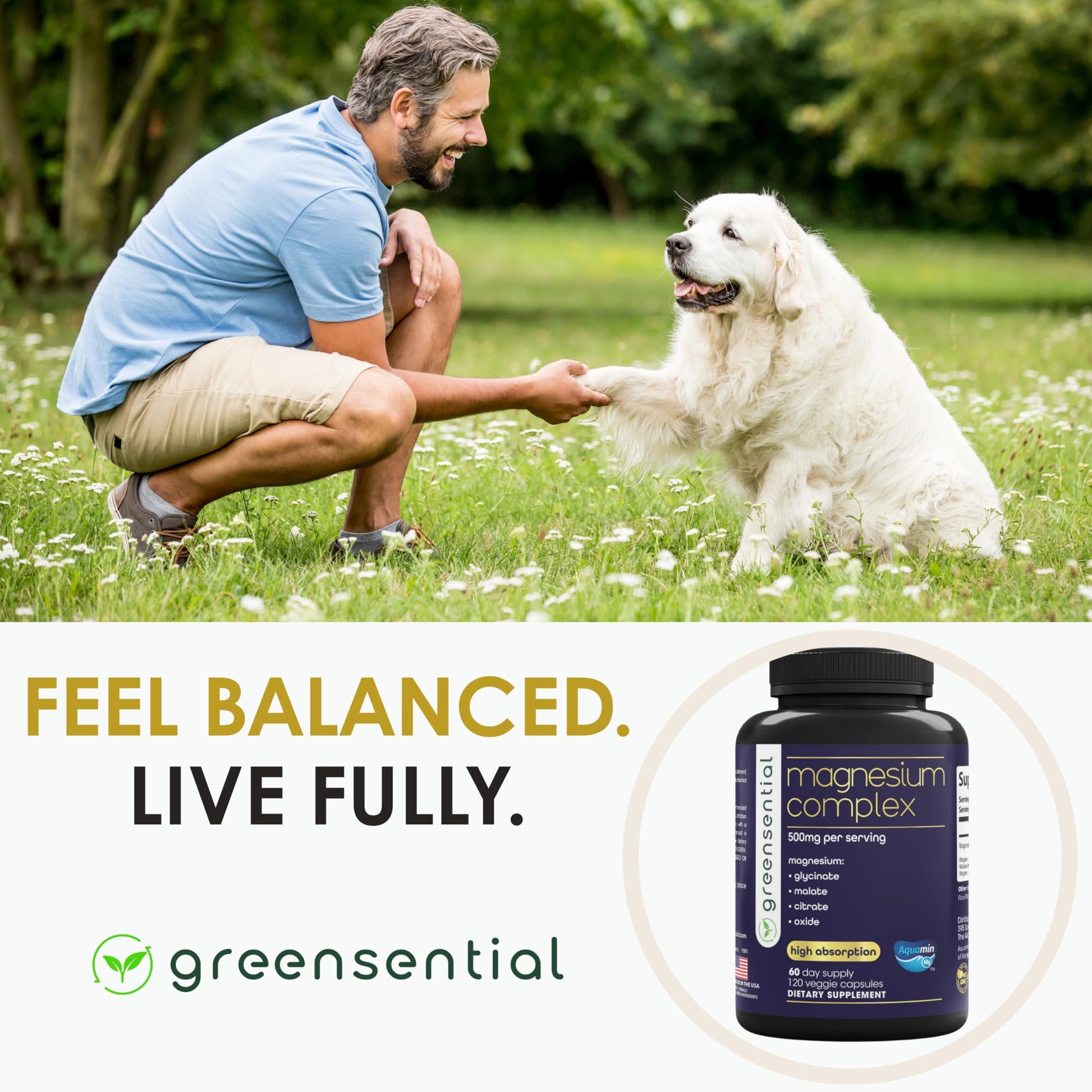 Greensential 5-in-1 Magnesium Complex 500mg | Glycinate, Malate, Citrate, Oxide & Aquamin® | for Sleep, Muscle & Heart Support | High Absorption, Vegan, 120 Capsules Greensential Au supplements