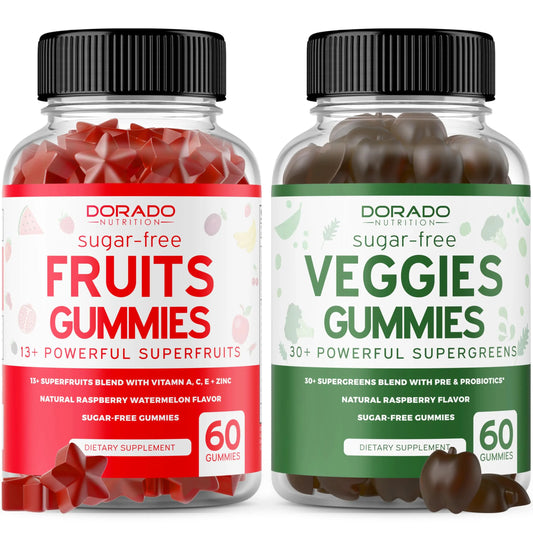 Fruit and Veggies Supplement (120 Gummies) - Premium Sugar-Free Superfood Super Green & Fruit Gummies for Adults - Immunity Support for Men & Women - Non GMO, Vegan Safe & Made in USA DORADO NUTRITIONAU supplements