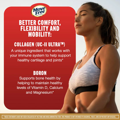Move Free Ultra Triple Action Joint Support Supplement - Type II Collagen Boron & Hyaluronic Acid - Supports Joint Comfort, Cartiliage & Bones in 1 Tiny Pill Per Day, 30 Tablets (30 servings)* Move FreeAU supplements