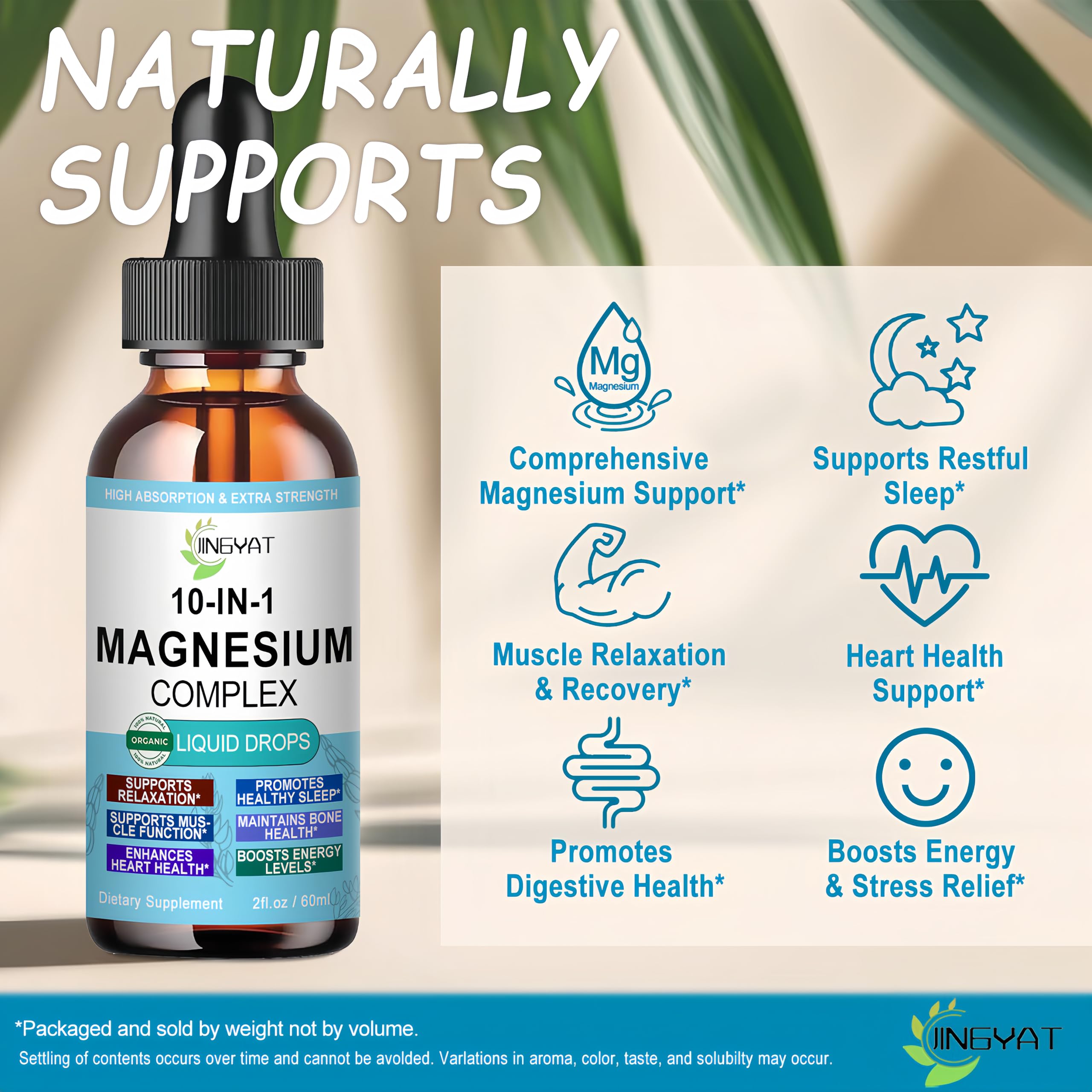High Absorption Magnesium Complex Drops | 10-in-1 Liquid Magnesium Complex for Women & Men with Glycinate,Citrate,Taurate | for Stress Relief,Sleep,Heart Health | Vegan,Non-GMO,Fast-Acting Formula JINGYAT Au supplements