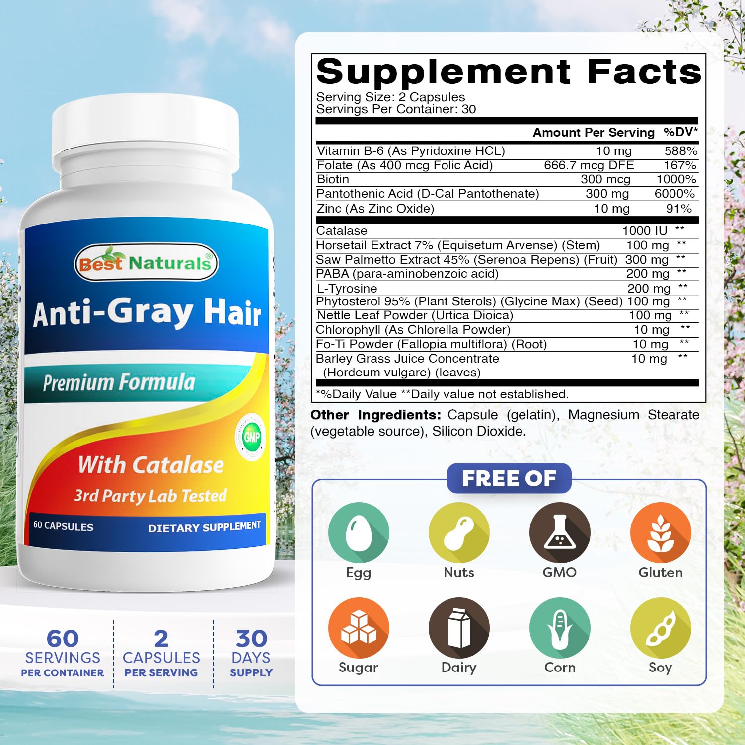 Best Naturals Anti Gray Hair Formula, 60 Count Best Naturals Au supplements