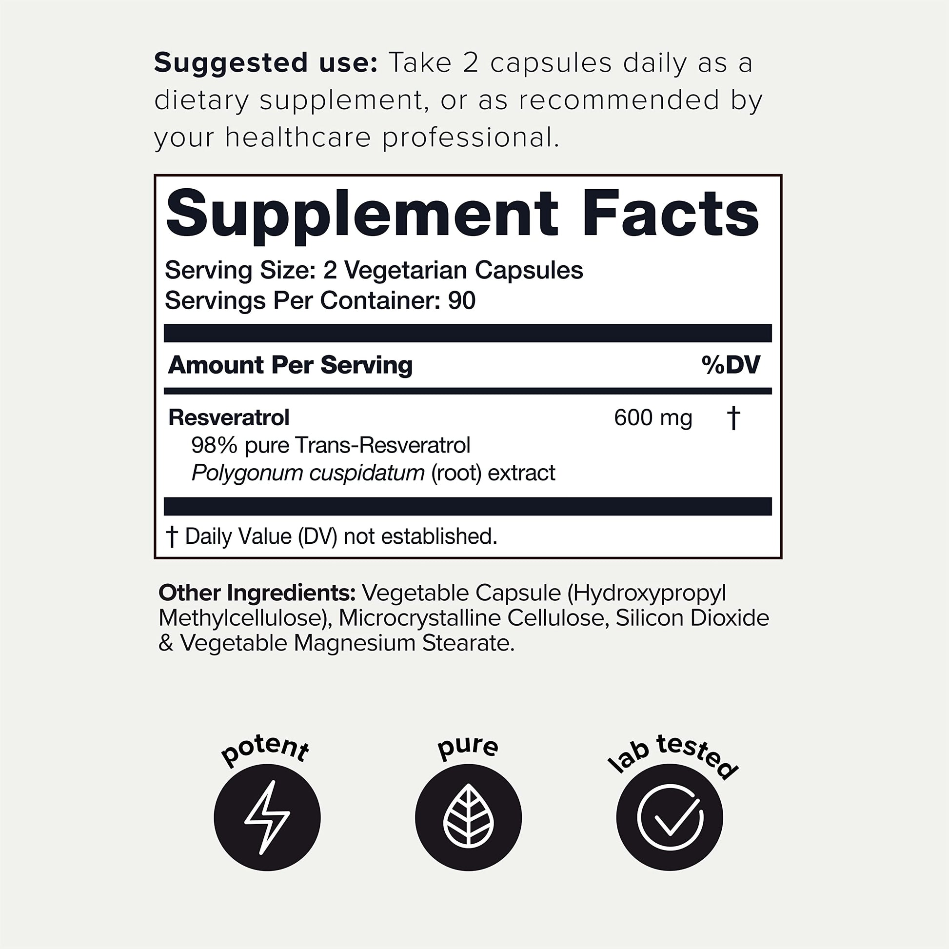 Toniiq Ultra High Purity Resveratrol Capsules - 98% Trans-Resveratrol - Highly Purified Toniiq Au supplements