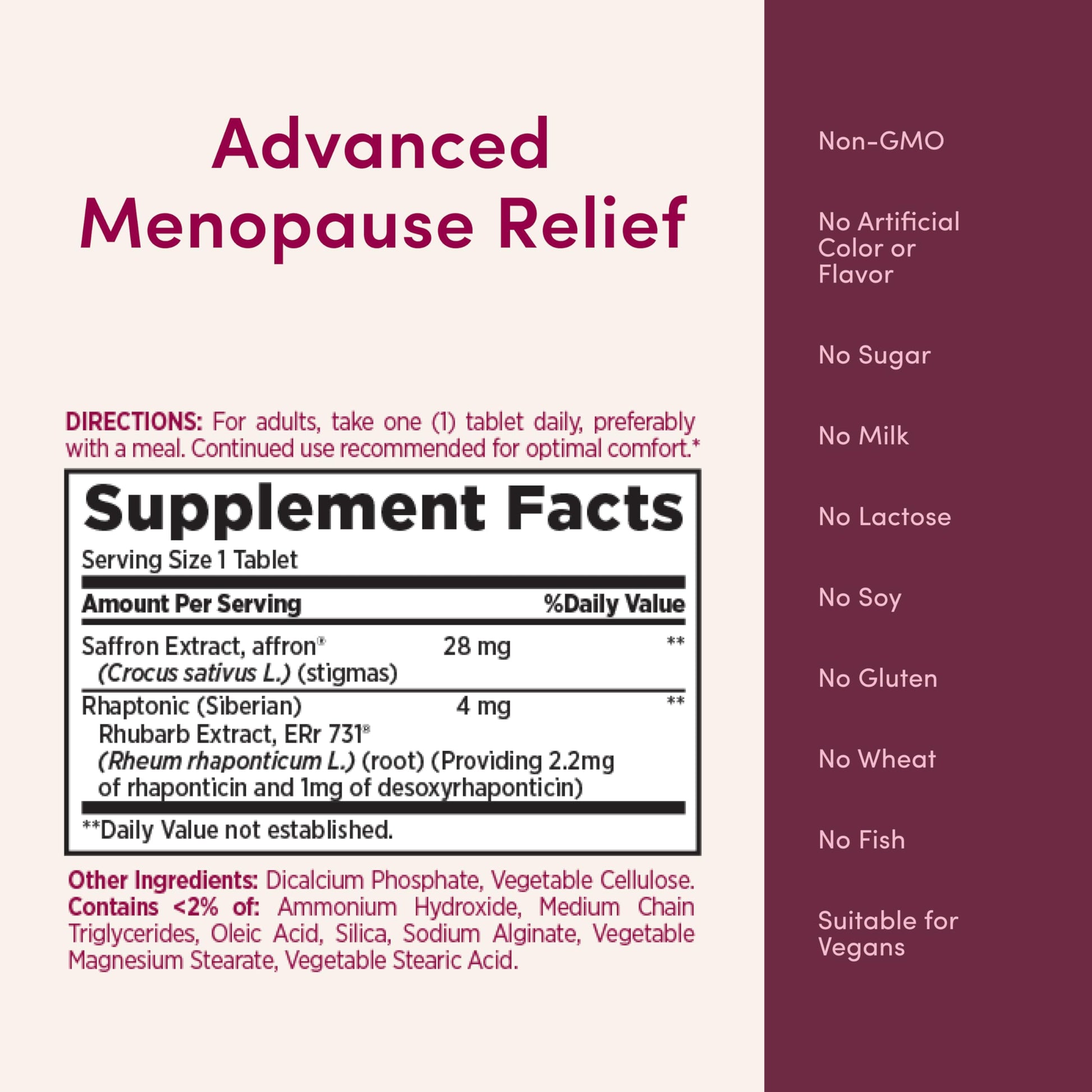 Nature’s Bounty Optimal Solutions Advanced Menopause Relief, Menopause Supplement for Women featuring Siberian Rhubarb, Hotflash Relief, No added Hormones, Drug-Free, 30 Tablets, 30 Total Servings Nature's BountyBuy Supplements Australia