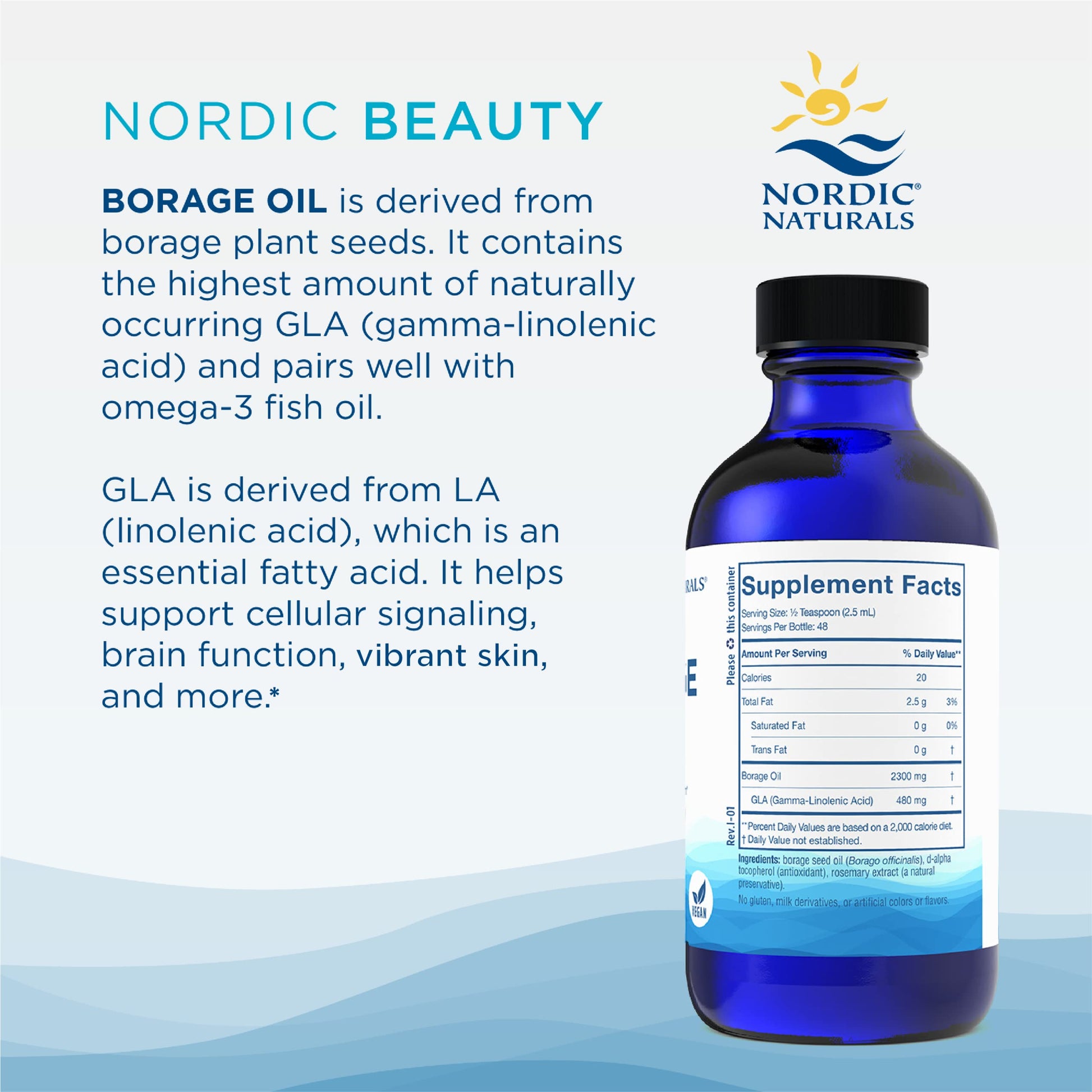 Nordic Naturals Nordic Beauty Borage Oil, Unflavored - 4 Ounces - Borage Seed Oil, Unique Omega-6 for Healthy and Hydrated Skin, 480 Milligrams of GLA - Non-GMO - Vegan, 48 Servings Nordic Naturals Au supplements