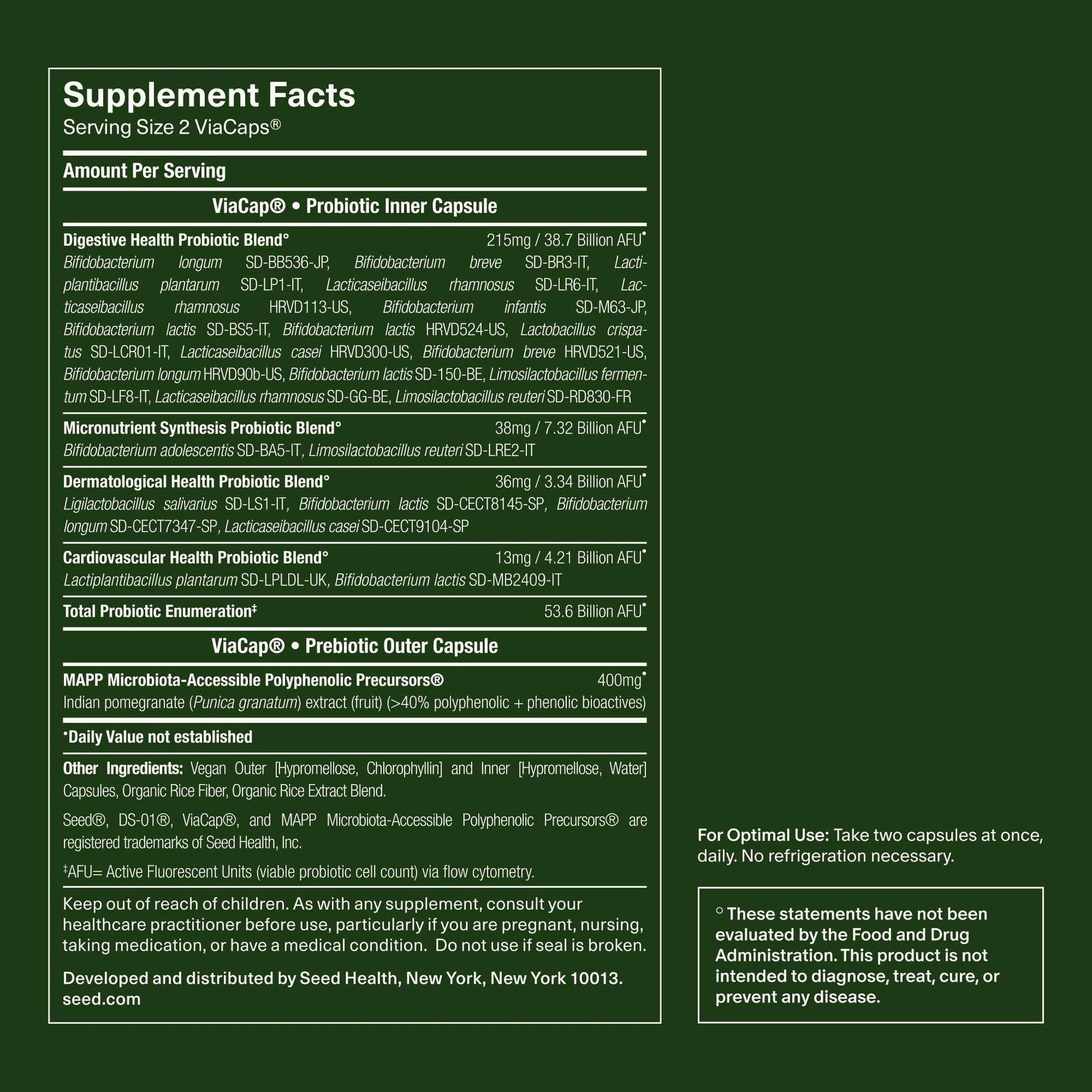 Seed DS-01 Daily Synbiotic - Prebiotic and Probiotic for Women & Men - Digestive Health, Gut Health, Immune Support, Bloating & Constipation Relief - Vegan & Shelf-Stable - 60 Capsules (30-Day Supply) SeedUS supplements