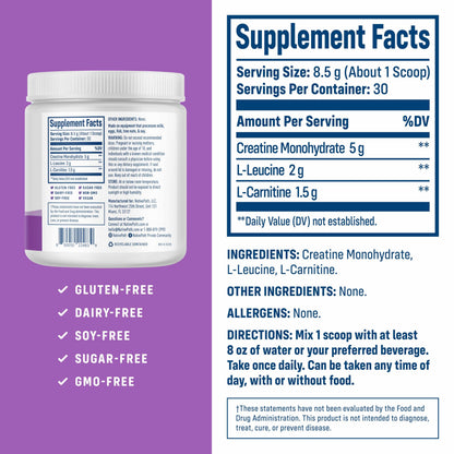 NativePath Creatine Monohydrate Powder with L-Leucine & L-Carnitine - Muscle Building Supplement for Men & Women - 30 Servings (Pack of 2) NativePathUS supplements