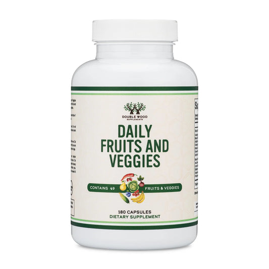 Fruits and Veggies Supplement (Daily Blend of 49 Different Fruits and Vegetables, 23 Veggies and 29 Fruits) 1,500mg Servings, 180 Capsules (No Fillers, Vegan Safe, Non-GMO) by Double Wood Double Wood SupplementsAU supplements