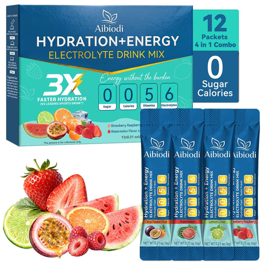 Aibiodi Electrolytes Powder Packets - Sugar Free & Zero Calorie Liquid Daily IV Drink Mix - Instant Hydration & Energy Supplement with 6 Electrolytes and 5 Vitamins AibiodiUS supplements