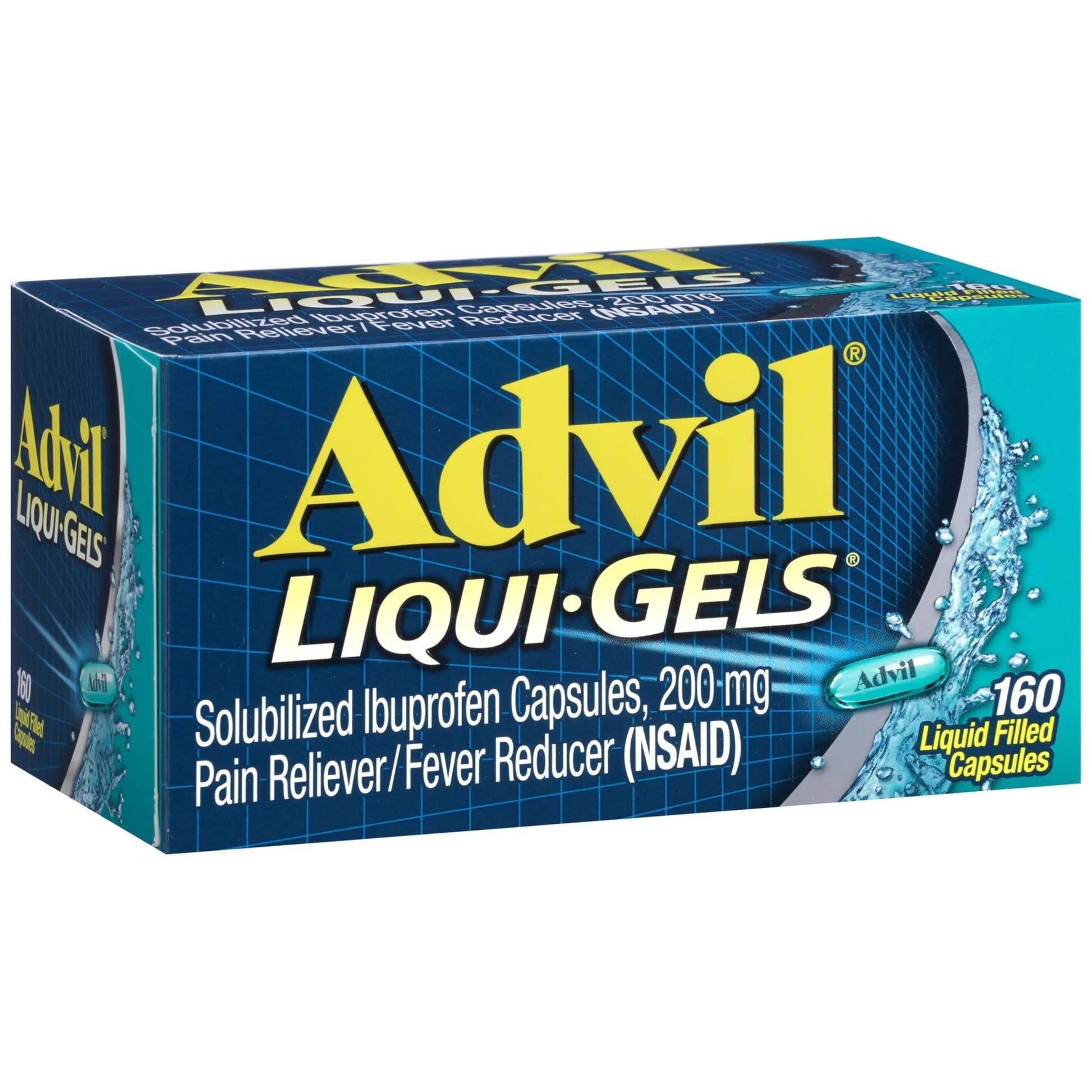 Advil Liqui-Gels Pain Reliever and Fever Reducer, Pain Medicine for Adults with Ibuprofen 200mg for Headache, Backache, Menstrual Pain and Joint Pain Relief - 160 Liquid Filled Capsules Advil Au supplements