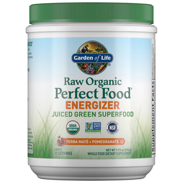 Garden of Life Raw Organic Perfect Food Energizer Juiced Green Superfood Powder - Yerba Mate Pomegranate, 30 Servings, Green Superfood Powder & Probiotics, Gluten Free Whole Food Greens Supplements Garden of Life Au supplements