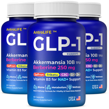 GLP-1 Support – Akkermansia Postbiotic 10B TFU + Berberine HCl 250 mg | 18-Ingredient System | Appetite, Mood & Metabolic Support | Inulin-Free | Saffron, NAD+ Cofactors | 3 Pack | 90-Day Supply ANTROLIFE Au supplements
