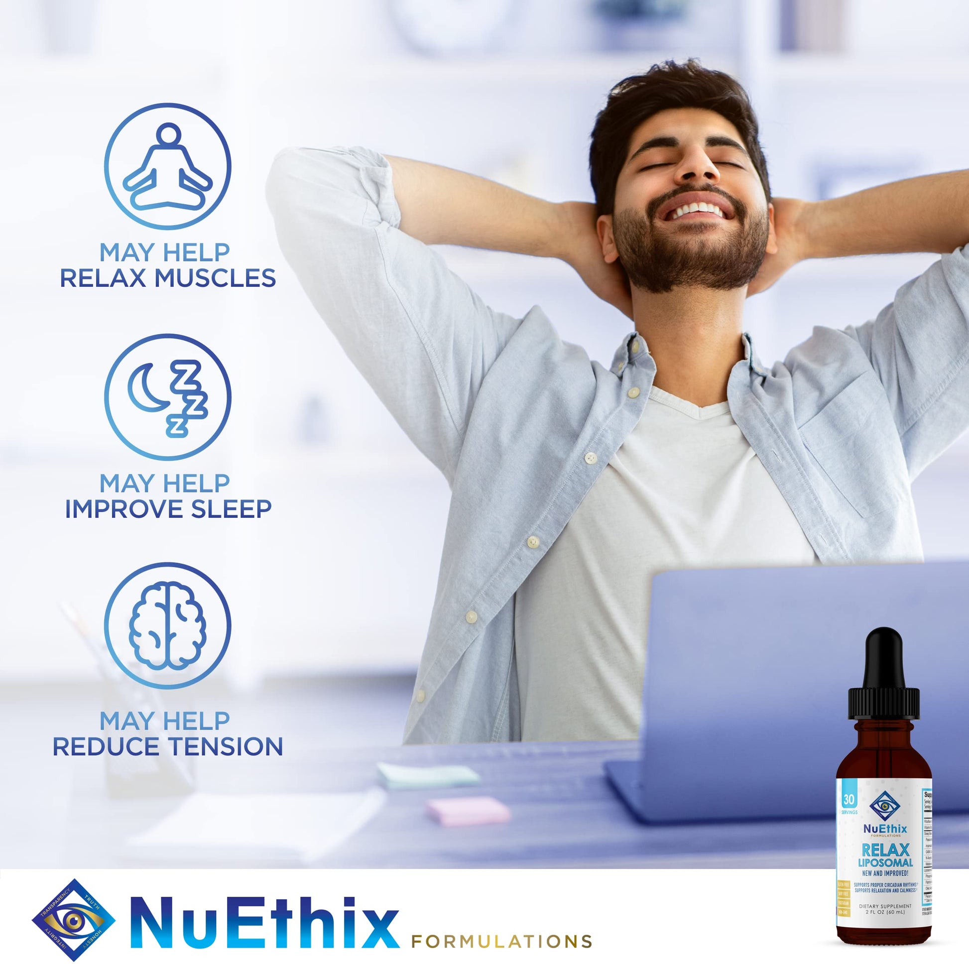 NuEthix Formulations Relaxation Supplement Bundle: Cort-Eaze Cortisol-Control Supplement, 60 Capsules, 30 Servings and Relax Liposomal, 2 Fluid Ounces, 30 Servings NuEthix Formulations Au supplements