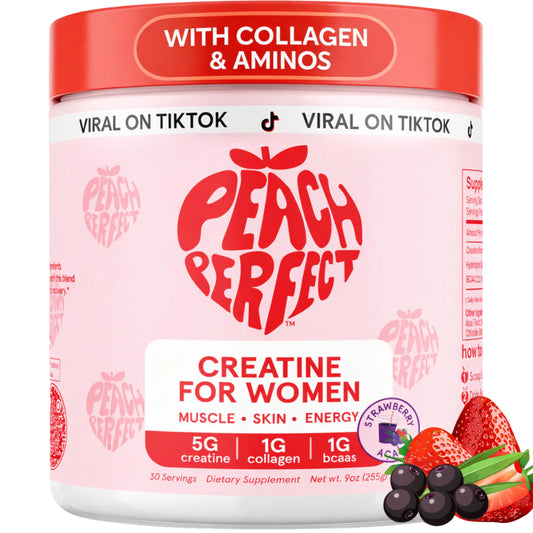 Peach Perfect Creatine Blend for Women – Micronized Creatine Monohydrate with BCAA & Collagen for Glute Strength Support – Strawberry Acai – 30 Servings Peach PerfectAU supplements
