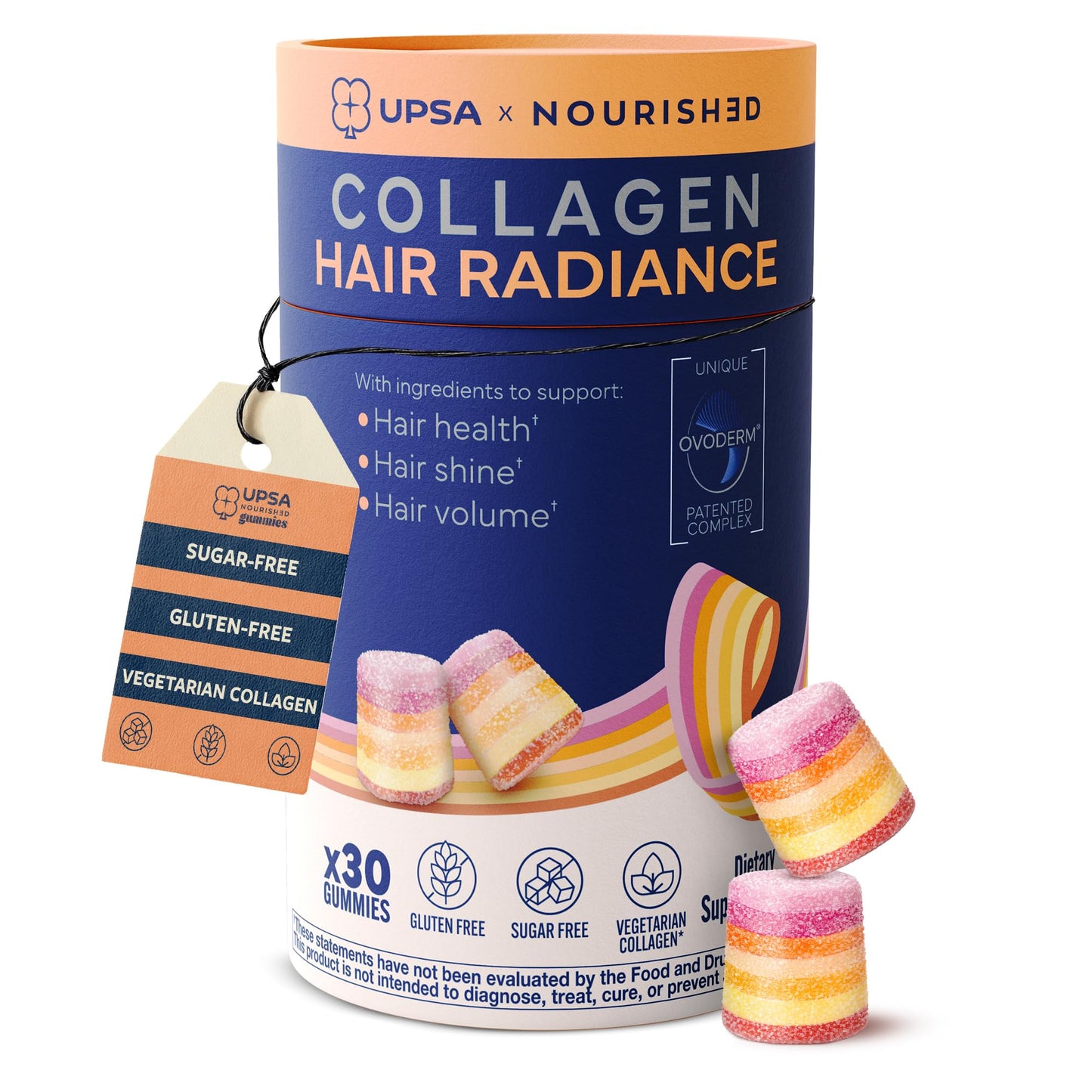 Upsa Nourished Collagen Hair Health 30 Count – Ovoderm® Egg Membrane Complex with Biotin, Zinc & Copper – for Healthy, Shiny & Fuller-Looking Hair UpsaUS supplements