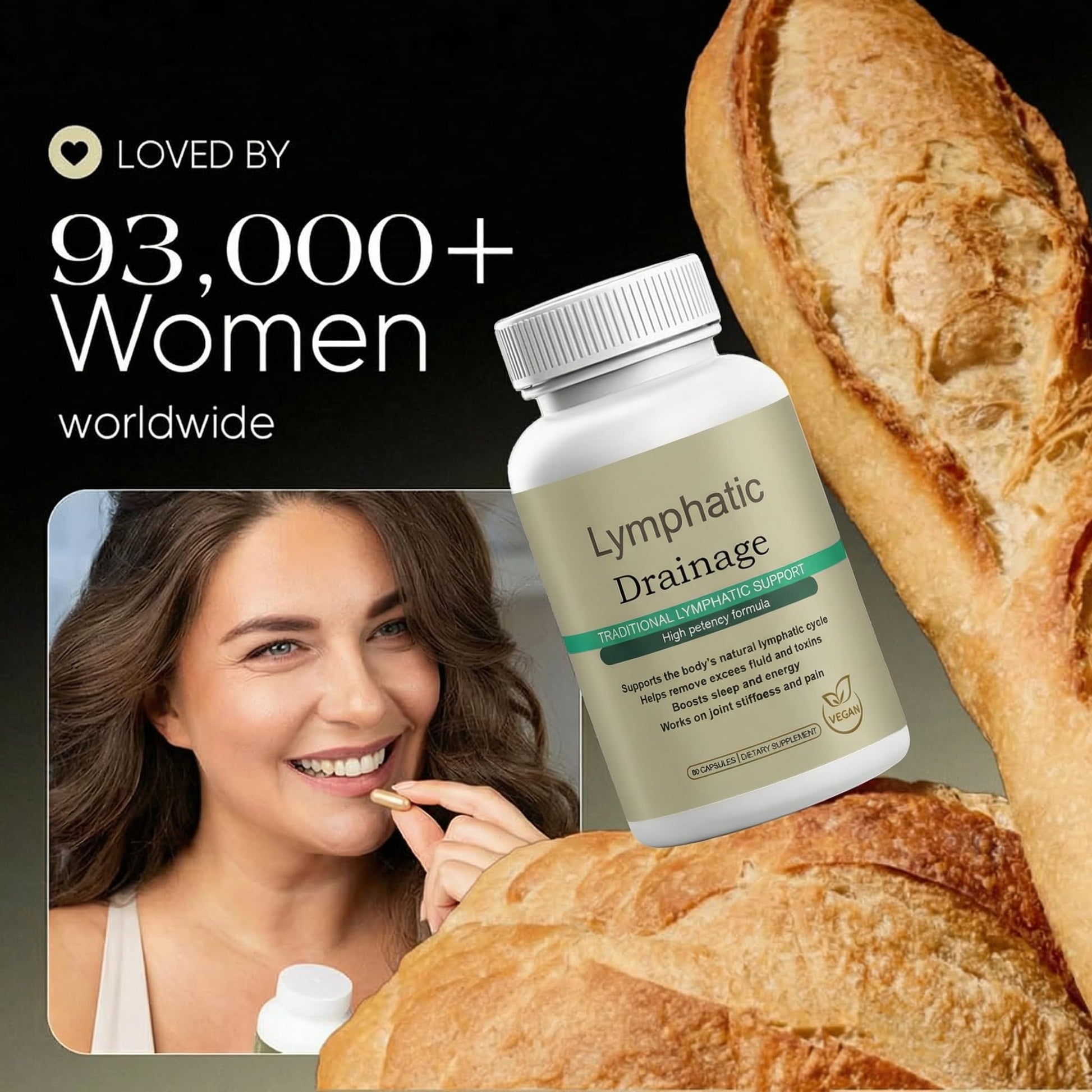 Megacephalus Lymphatic Drainage Capsules - New Maximum Potency Formula with Dandelion Extract, Cleavers Extract, Natural Ingredients, Vegan & Non-GMO, 60 Capsules (1) Megacephalus Au supplements