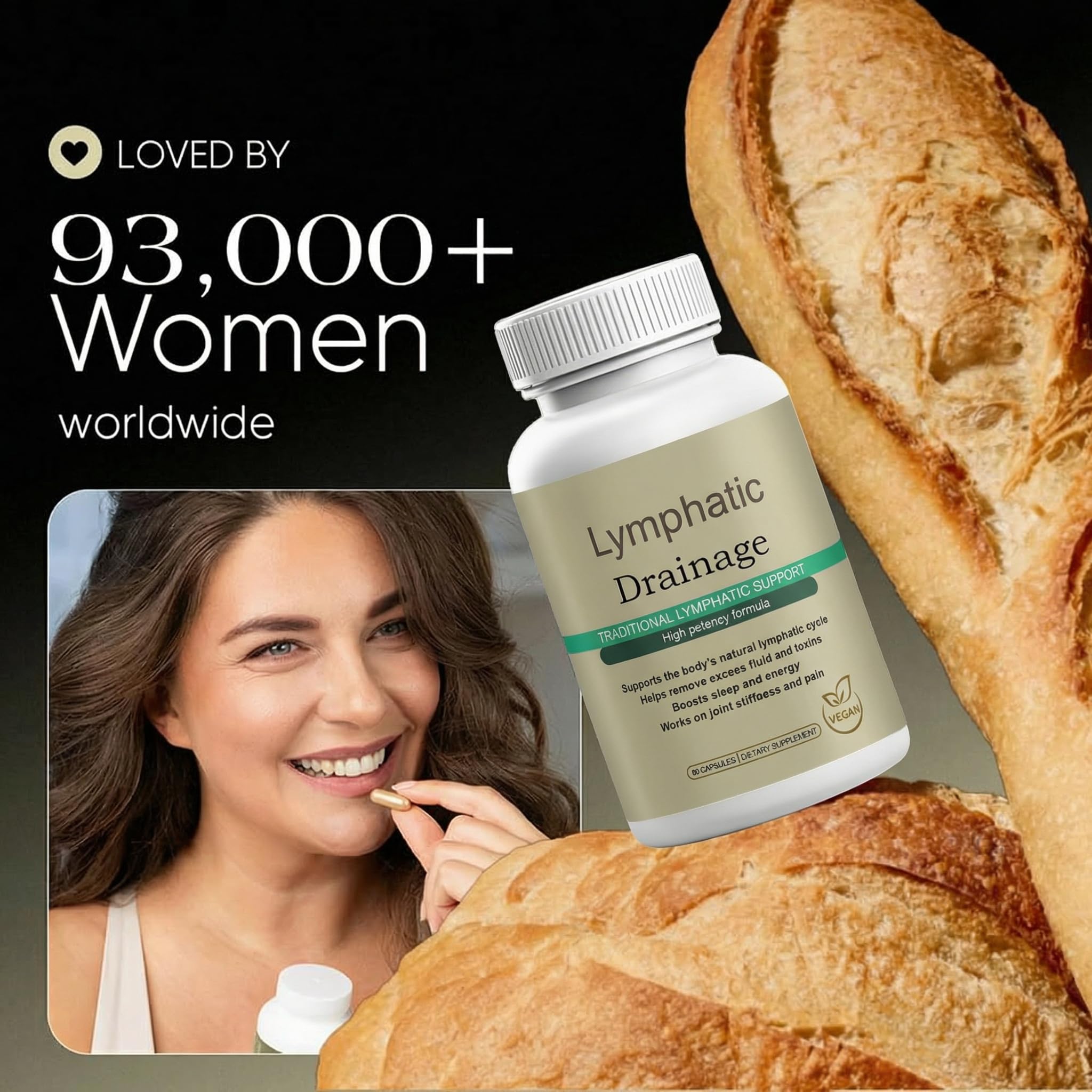 Megacephalus Lymphatic Drainage Capsules - New Maximum Potency Formula with Dandelion Extract, Cleavers Extract, Natural Ingredients, Vegan & Non-GMO, 60 Capsules (1) Megacephalus Au supplements