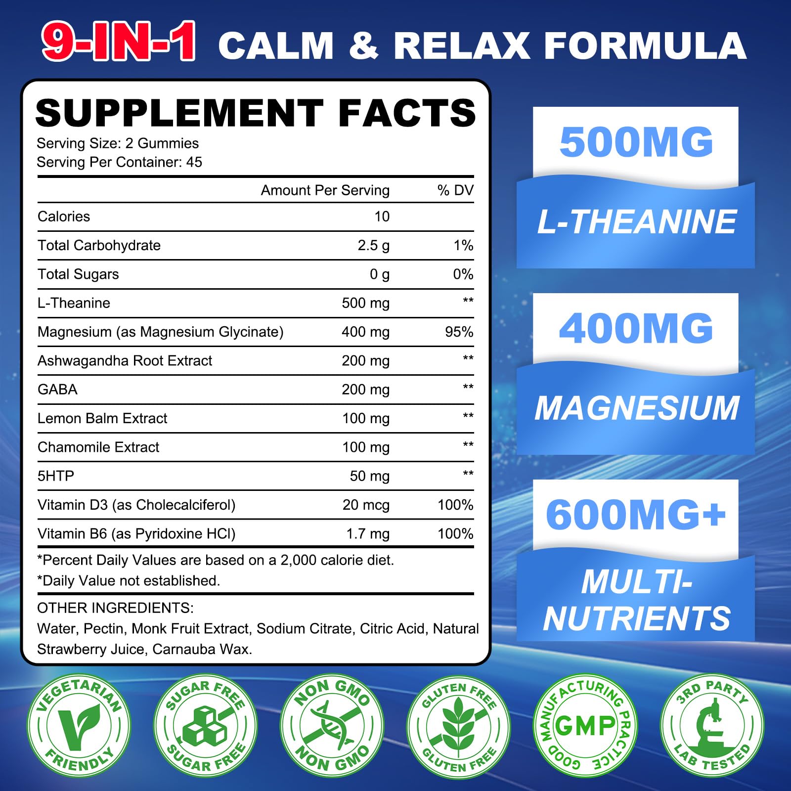 GlaGmrry 180 Count | L Theanine Gummies, L Theanine Supplement for Adults & Kids, w/Ashwagandha, Magnesium, GABA & 5-HTP, Sugar Free Liposomal Formula for Calm Relax zzZ M♡♡d & Focus, Vegan GlaGmrry Au supplements