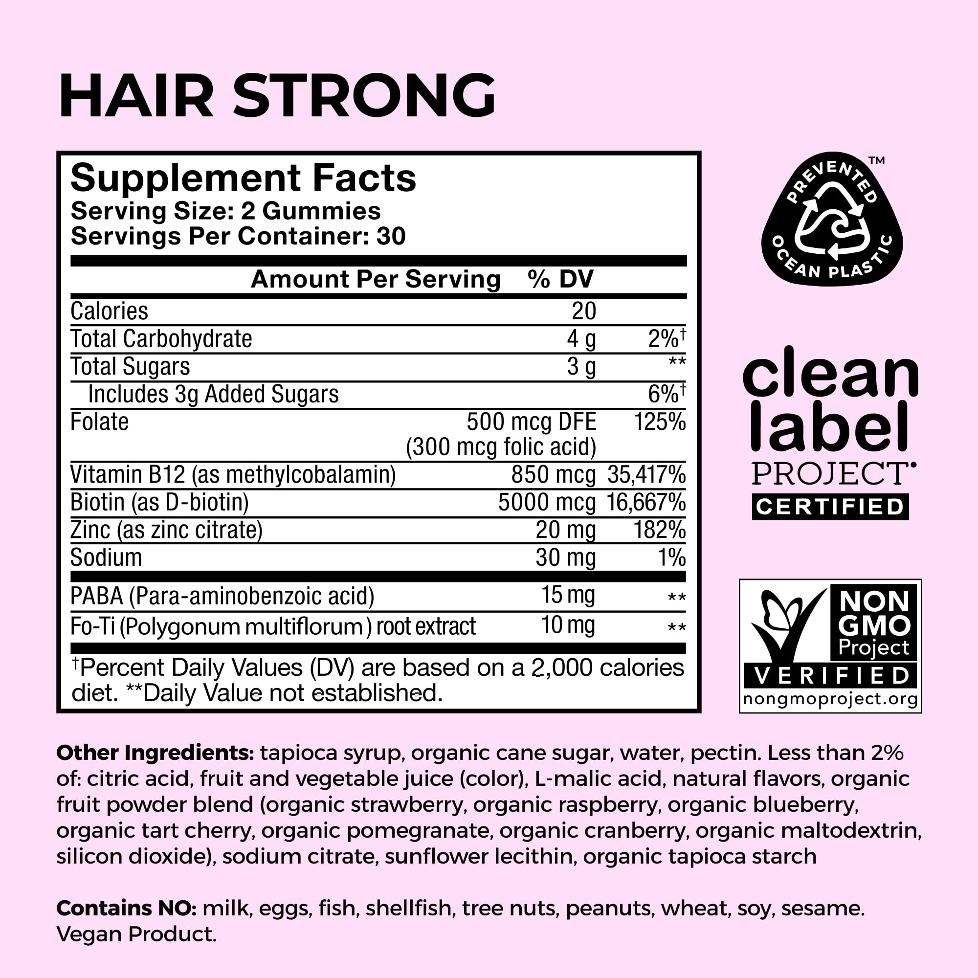 HUM Hair Strong Daily Hair Growth Gummies with Biotin, Zinc, Vitamin B12 to Support Growth, Folic Acid & Vitamin B12 Gummy Vitamins for Healthy Hair Support for Women and Men, 60 Gummies HUM Au supplements