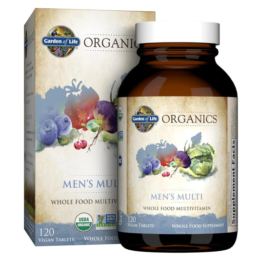 Garden of Life Organics Whole Food Multivitamin for Men, 120 Tablets, Vegan Mens Vitamins and Minerals for Health and Well-Being, Certified Organic Vegan Multi Garden of LifeAU supplements