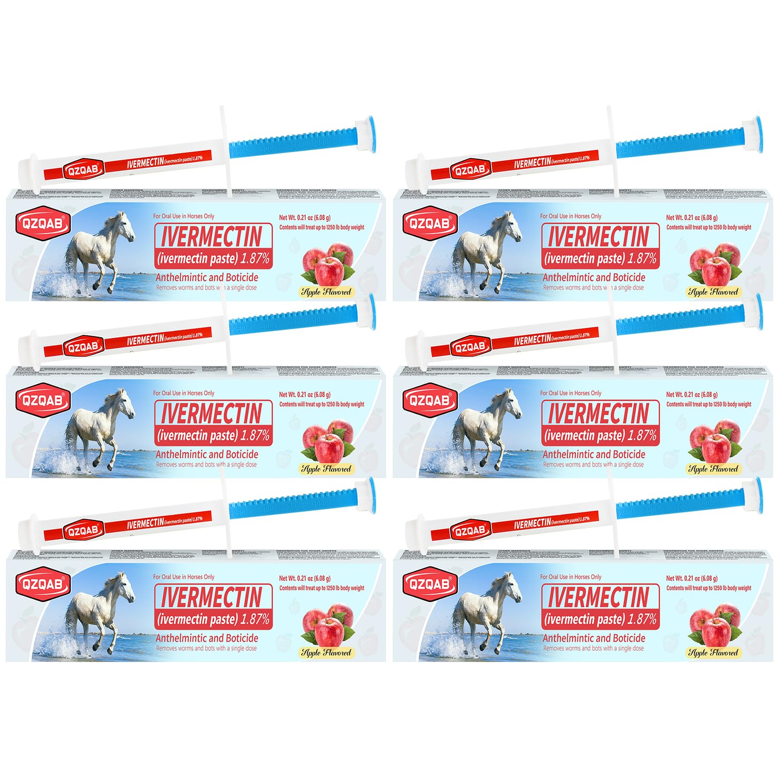 Ivermectin Horse Paste Dewormer , Horse Wormer Paste, Apple Flavor, 0.21 Ounces, 6 Pack QZQAB Au supplements