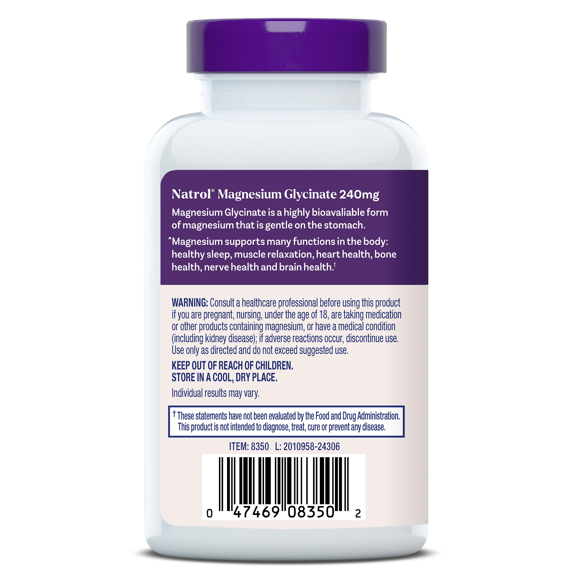 Natrol Magnesium Glycinate Supplements 240 mg - High Absorption - Calm Magnesium Glycinate for Sleep - 60 Capsules, 30 Day Supply Natrol Au supplements