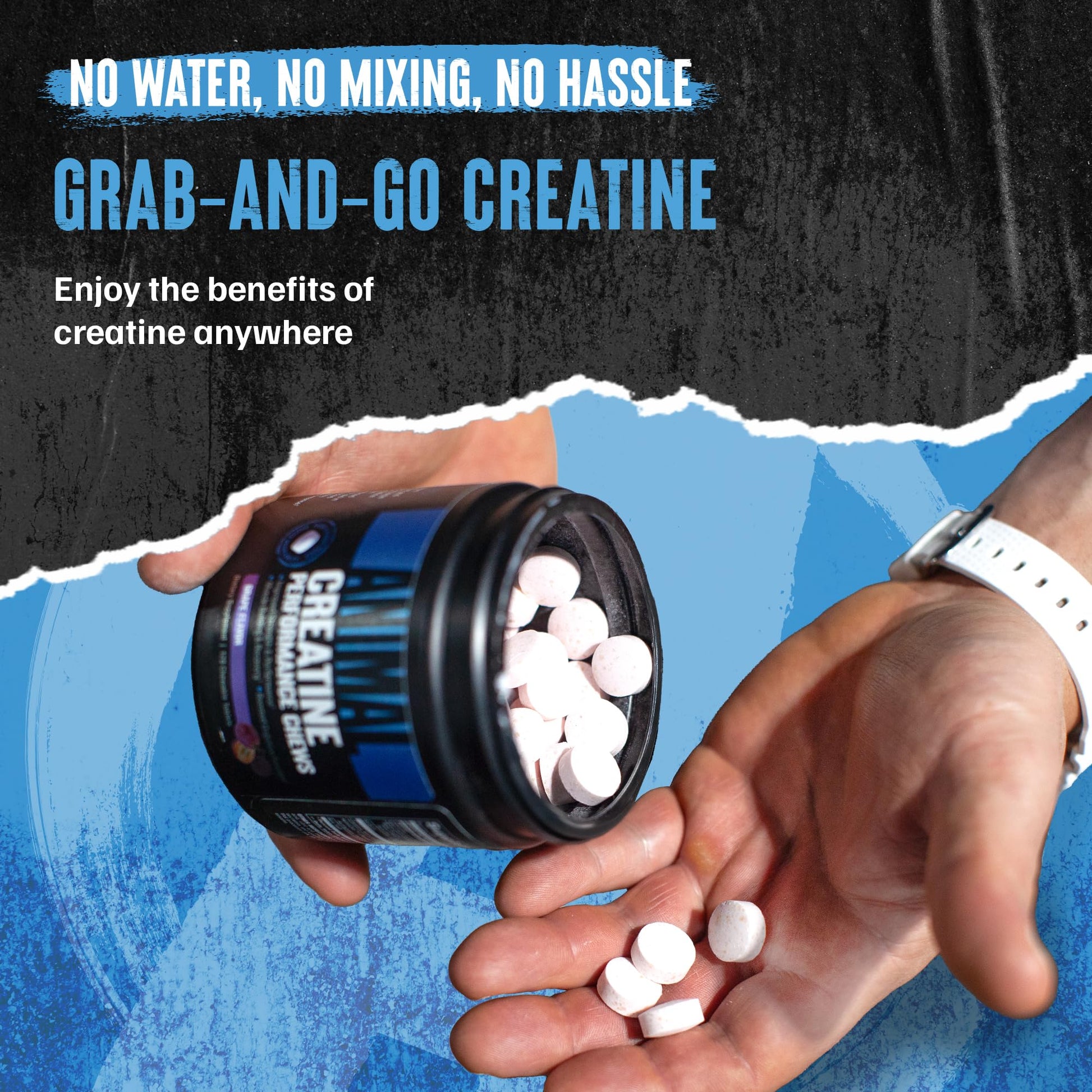 Animal Creatine Chews – 5g Creatine Monohydrate Tablets for Strength, Power & Training Recovery Support – Enhanced Absorption with AstraGin® – Convenient Chewable Format – 120 Tablets Animal Au supplements