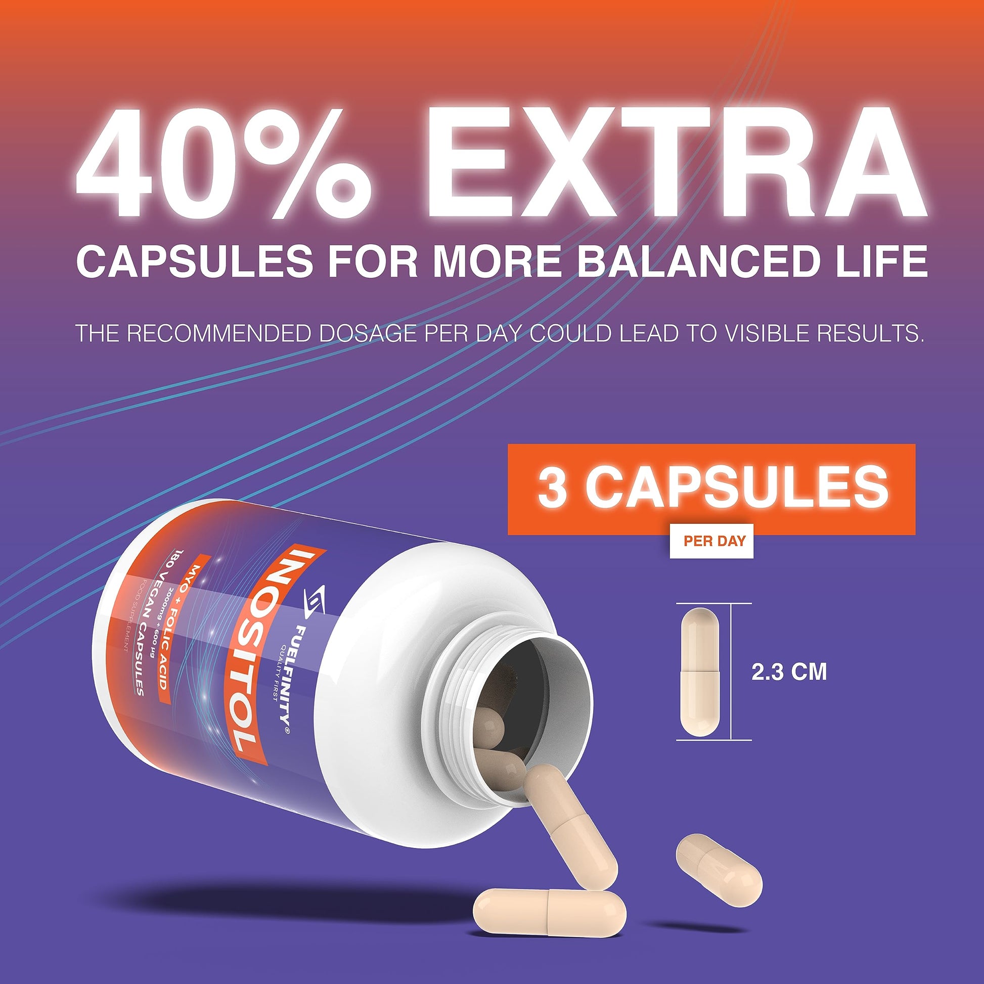 Myo-Inositol & Folic Acid | 2000mg Inositol | 180 Capsules | PCOS and Fertility Supplement FuelFinity Au supplements