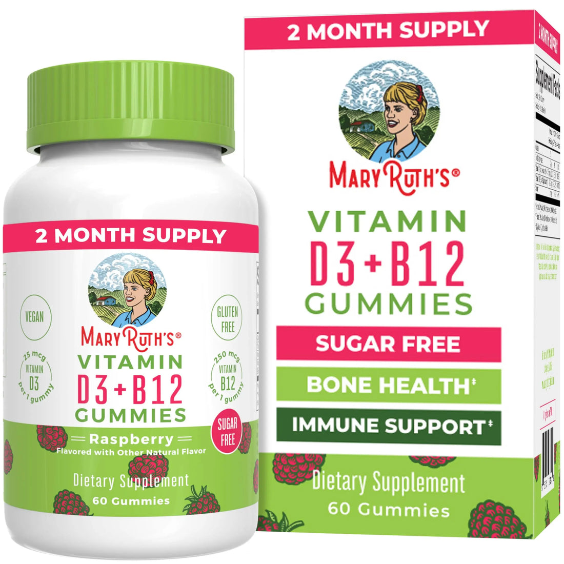MaryRuth Organics Sugar Free | 2 Month Supply | Vitamin D & B12 Vitamin Supplements for Adults & Kids | Bone Health | Immune Support | Vegan | Non-GMO | 60 Servings MARYRUTH'S Au supplements