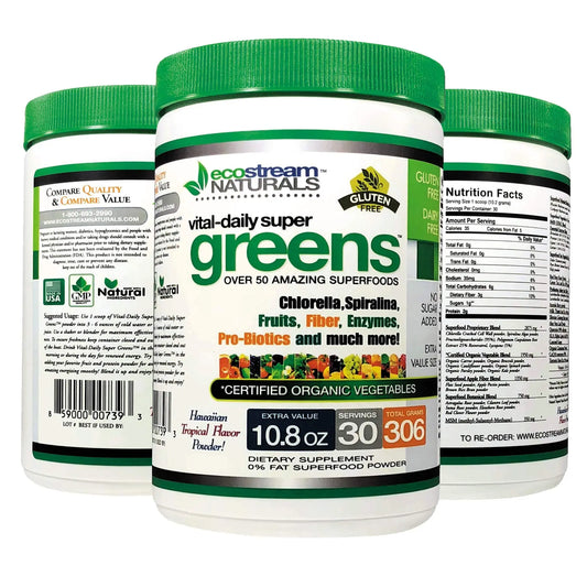ecostream Naturals Vital First Daily Greens Superfood Powder 50 Whole Super Foods with Spirulina, Chlorella, Flax Seed, Fiber and Enzymes with Organic Greens - 30 Servings ecostream NaturalsAu supplements