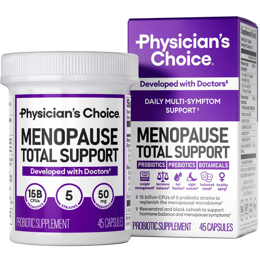 Physician's CHOICE Menopause Probiotic Supplement for Women - Supports Hormone Balance, Hot Flashes, Night Sweats, Weight Management, Bloating & Gut Health - with Black Cohosh, Resveratrol+ - 45ct Physician's CHOICEAU supplements