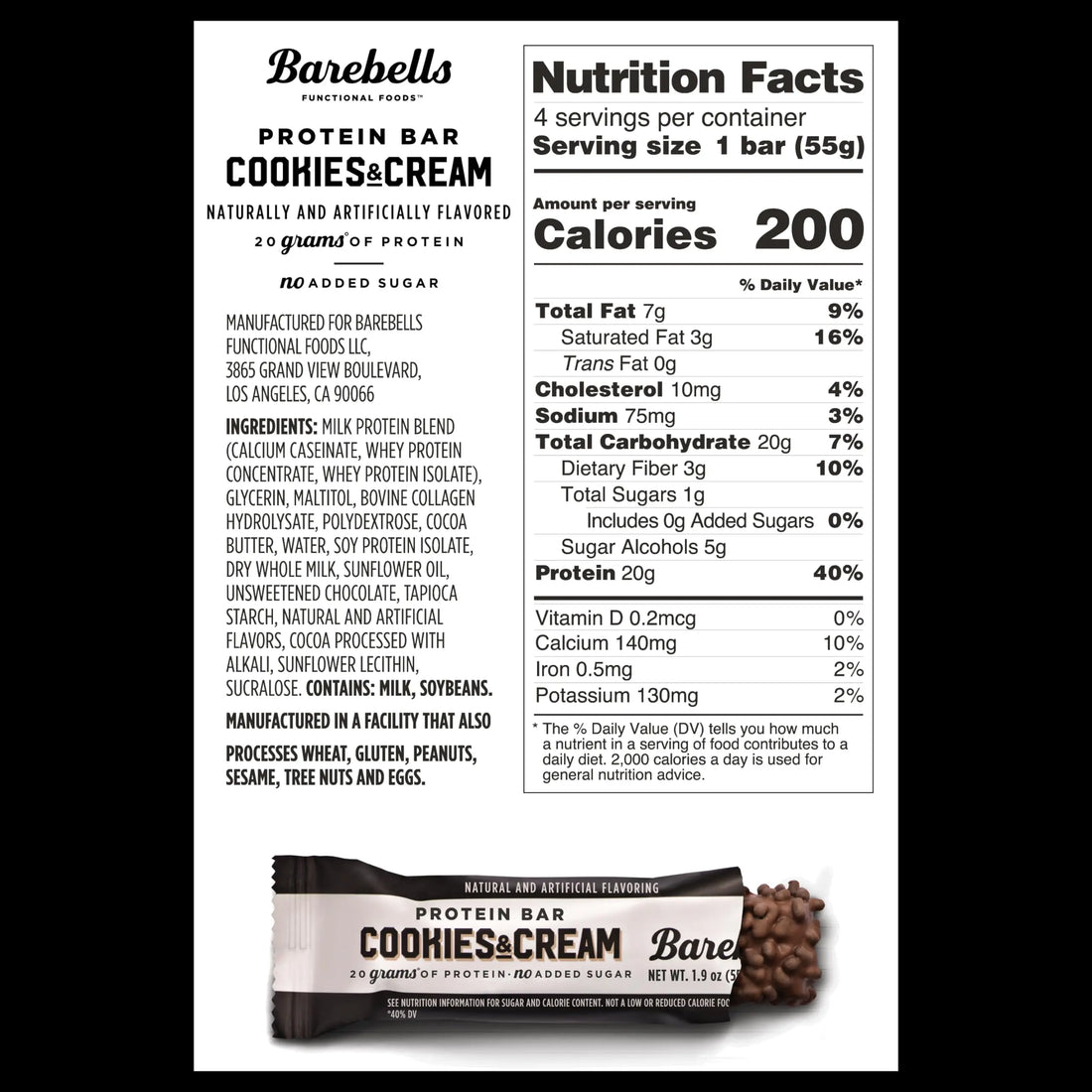 BAREBELLS Protein Bars Variety Value Pack - 16 Count, 1.9oz Bars - Protein Snacks BAREBELLS uk supplements