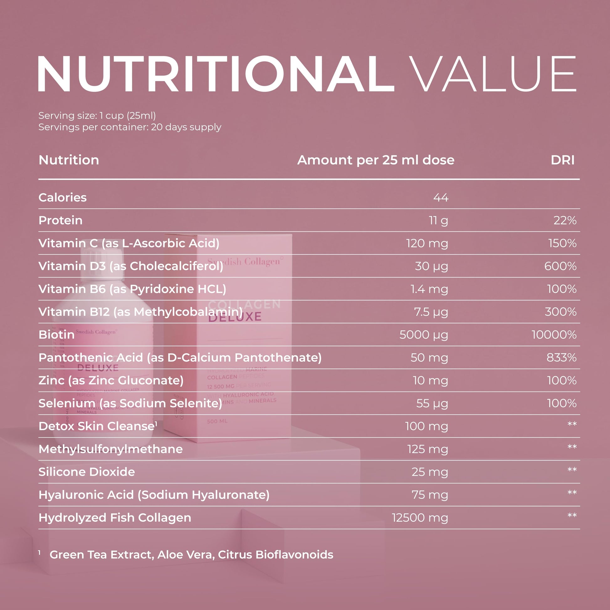 Swedish Collagen - 12500mg Collagen Deluxe 500ml I Hydrolyzed Marine Collagen Peptides (Type I & III) Swedish Collagen Au supplements