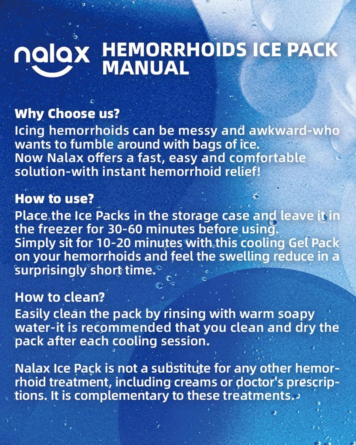 nalax Hemorrhoid Treatment Ice Pack for Fast Relief, FSA-HSA Eligible Cooling Gel Pads, Ultra-Soft, No Mess, Home Use for Hemorrhoid Sufferers & New Moms with Hemorrhoids, Includes 2 Storage Cases nalax Au supplements