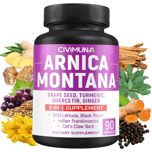 Arnica Capsules with Arnica, Grape Seed, Turmeric and More - 90 Capsules for 3 Months Supply CIVIMUNAAU supplements