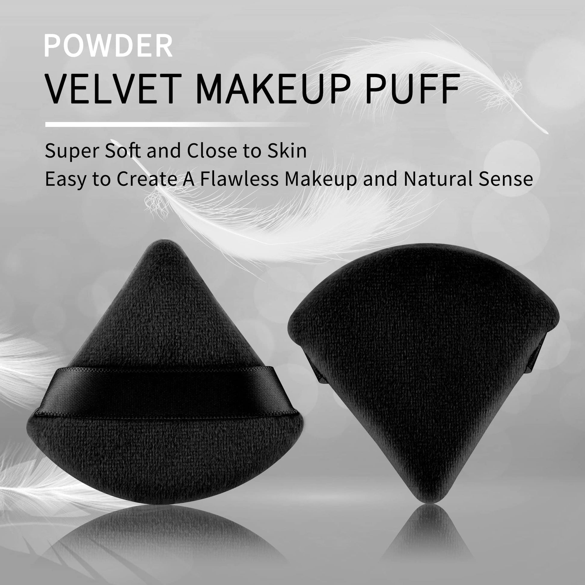 2 Pcs EVAOUXIU Triangle Powder Puff for Face Powder, Soft Plush Setting Makeup Puff, Velour Cosmetic Foundation Blender Sponge Beauty Makeup Tools (Black) EVAOUXIU Au supplements
