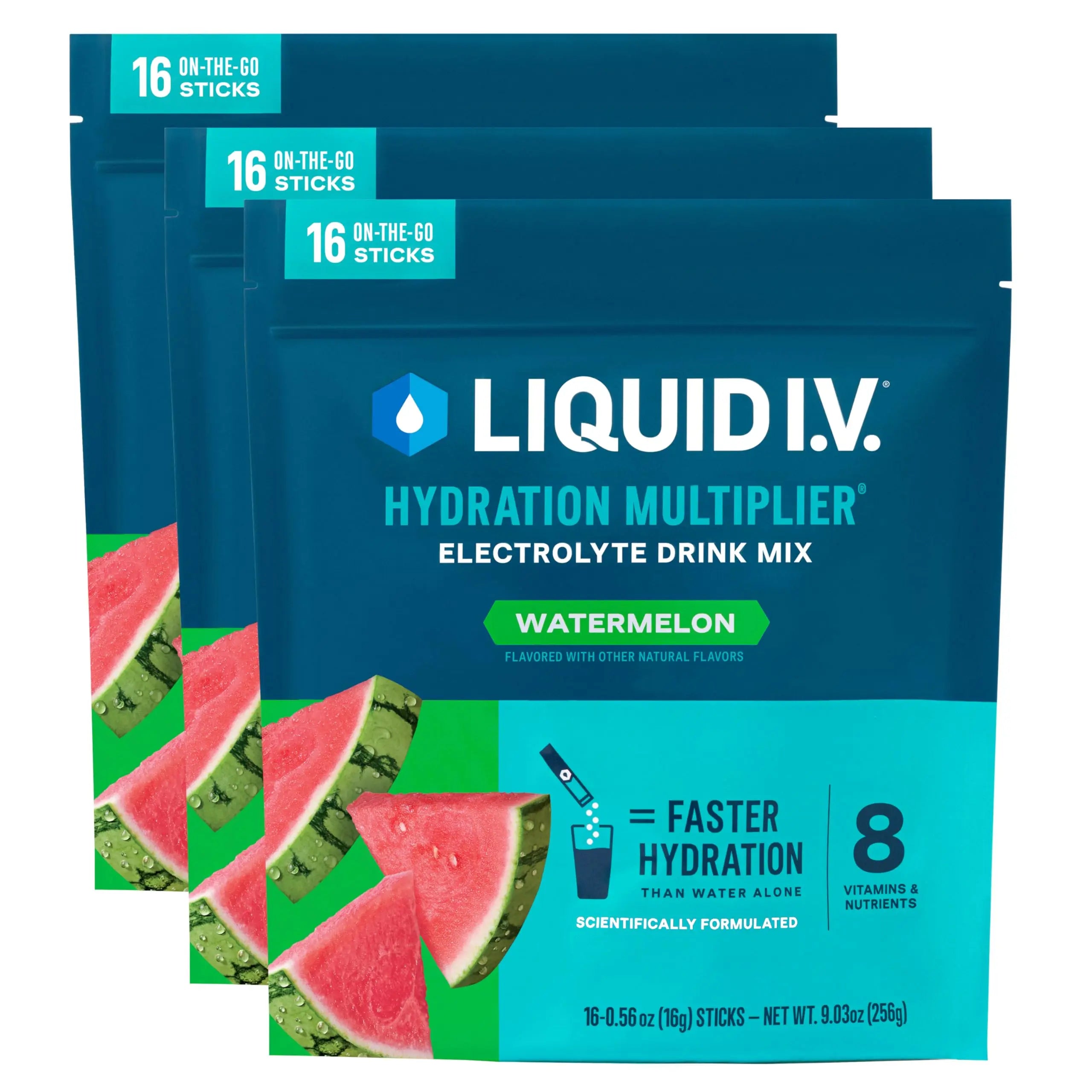 Liquid I.V.® Hydration Multiplier - Watermelon | Electrolyte Powder Drink Mix | 3 Pack (48 Servings) Liquid I.V. Au supplements