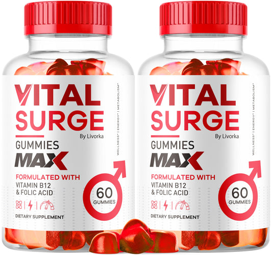 (2 Pack) Vital Surge - Vital Surge for Men, Max Maximum Strength 1050 MG, VitalSurge Supplement Support Gummy Advanced Formula, Premium Vitamin Gomitas (120 Gummies) LIVORKAAu supplements