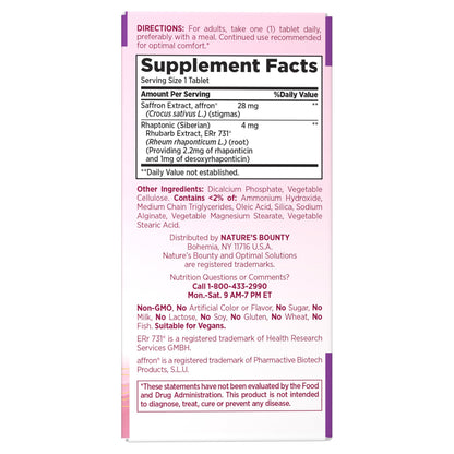 Nature’s Bounty Optimal Solutions Advanced Menopause Relief, Menopause Supplement for Women featuring Siberian Rhubarb, Hotflash Relief, No added Hormones, Drug-Free, 30 Tablets, 30 Total Servings Nature's BountyAu supplements