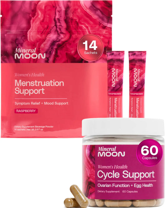 Mineral Moon Hormonal Support Bundle - Menstrual Supplement + Cycle Support - Aid Ovulation, Hormonal Balance & PMS Support - Reduce Period Cramps & Fatigue - Antioxidant Ovarian Support Vitamins Mineral Moonnz supplements