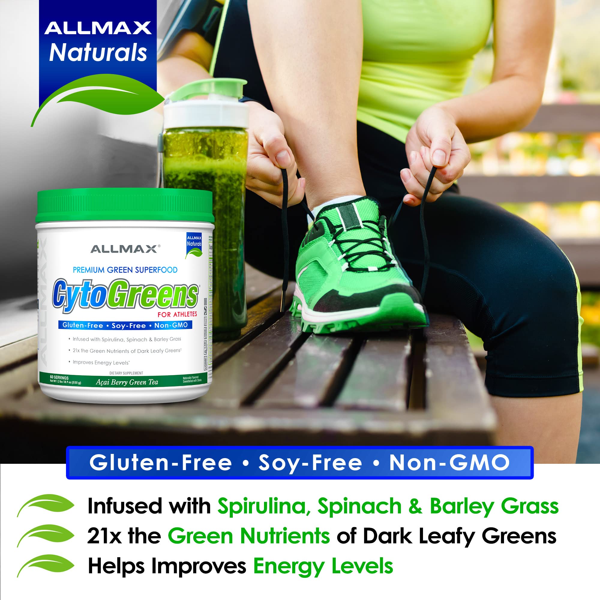 ALLMAX Naturals CytoGreens Super Greens Powder, Premium Green Superfood with Greens, Superfoods, Daily Greens Supplement, Acai Berry Green Tea, 60 Servings ALLMAX Au supplements