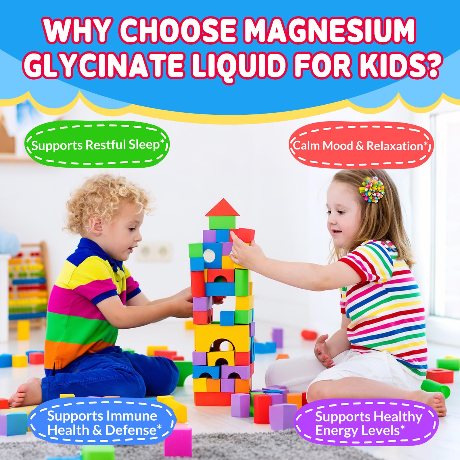 Kids Magnesium Glycinate Liquid Drops‌ – with L-Theanine, Omega-3, Vitamins B6 & D3, Zinc & Calcium – for Sleep Support, Relaxation, Focus & Brain, Bones – Strawberry Flavor, 2 Fl Oz GZ HAOYUAN Au supplements